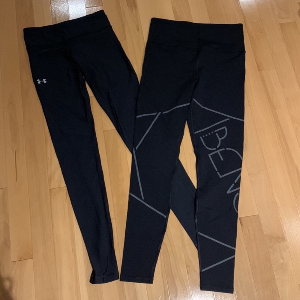 2 Black leggings - Bench VEUC & Under Armour - size S